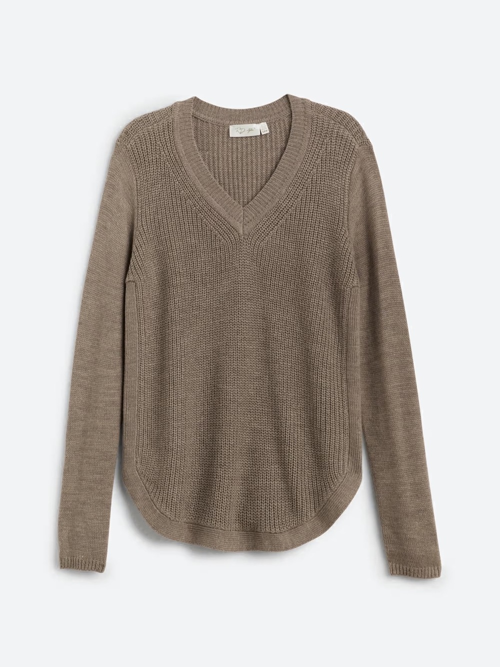 RD Style Stitch Fix Josslyn V-Neck Fisherman Sweater Brown Granolagirl Cabincore